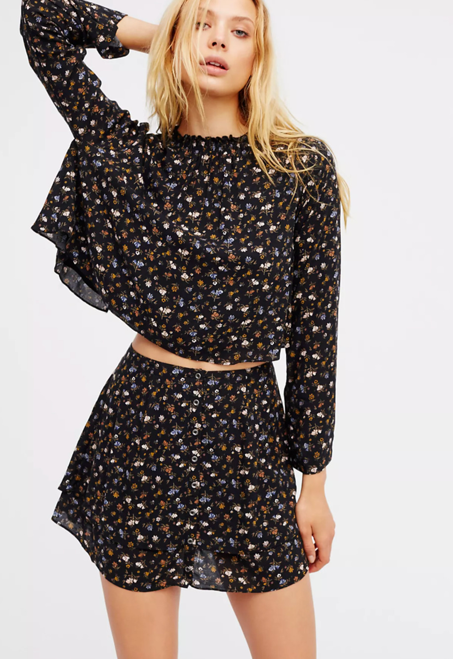 Free People She’s A Dime Floral Two Piece Set XS Y2K Boho Romantic